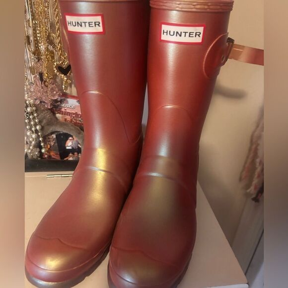 Hunter Iridescent Pink Tall Rain Boots - Picture 1 of 6